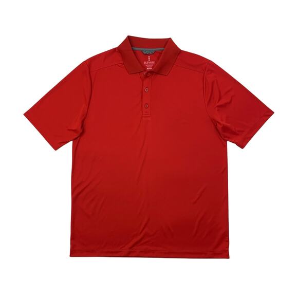 Elevate Polo Shirt Mens M Medium Red Dade Short Sleeve Moisture Wick Performance - Picture 1 of 8